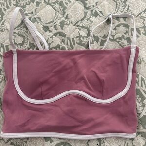 Alo Yoga Women's Pink and White cropped tank